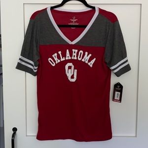 NWT Oklahoma Sooners V- neck tee shirt
